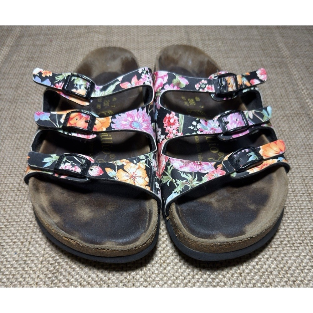 Birkenstock Papillio Florida Sandals Womens 9 Floral Multicolor 3 Strap - Picture 14 of 16